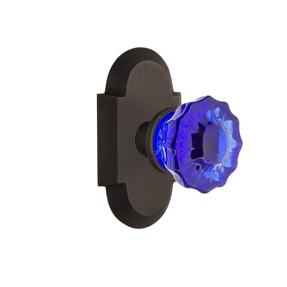 Nostalgic Warehouse COTCRC Colored Crystal Cottage Plate Passage Crystal Cobalt Glass Door Knob in Oil-Rubbed Bronze